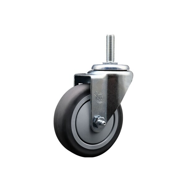 4 Inch Thermoplastic  Rubber Wheel Swivel 34 Inch Threaded Stem Caster Service Caster